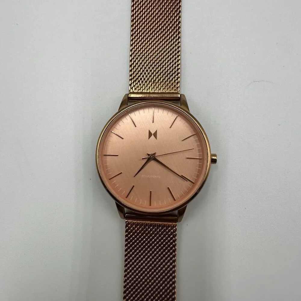 MVMT Hermosa Watch Women Rose Gold Tone 38MM Dial Mesh Band New Battery 8.5
